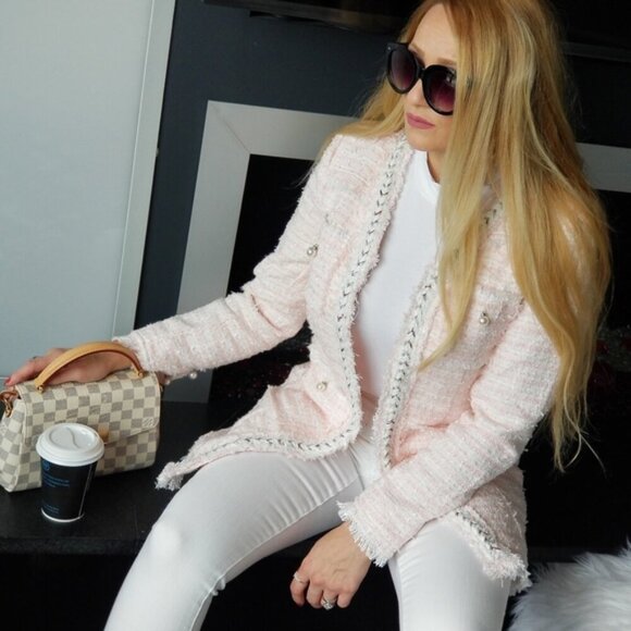 Classic blazer pink tweed blazer Pink - Picture 2 of 7